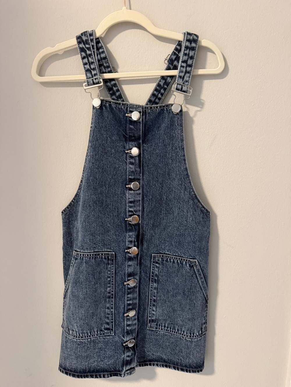 Nasty Gal Dark Blue Denim Pinafore Dress